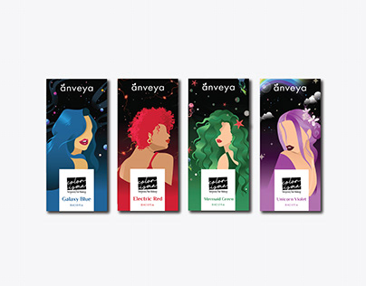 Anveya colorisma hair makeup packaging design