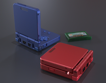 Nintendo Game Boy Advanced SP 3D Render