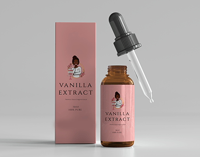 Vanilla Extract Label and Box design With Shipping box