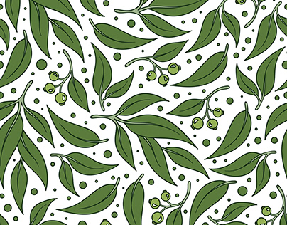 Leaf. Seamless pattern. Eucalyptus. Vector illustration