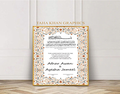 Personalised Nikkah Contract, Wedding Gift for groom/Br