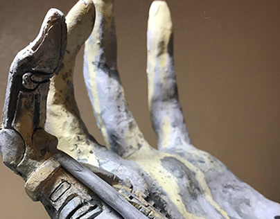 Bionic Hand Sculpture - Sculpture study in clay