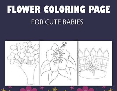 FLOWER COLORING PAGE FOR CUTE BABIES