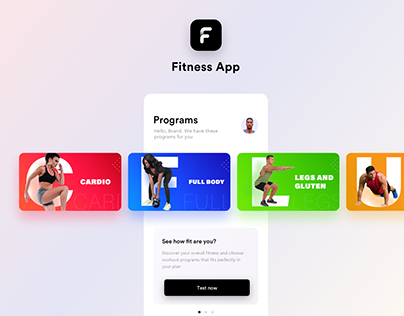 Fitness app cards and banners prototpes