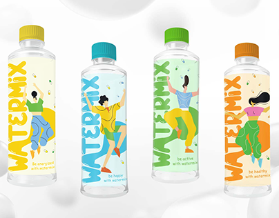 "WATERMIX" Water bottle packaging design