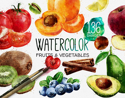 Watercolor Fruits And Vegetables