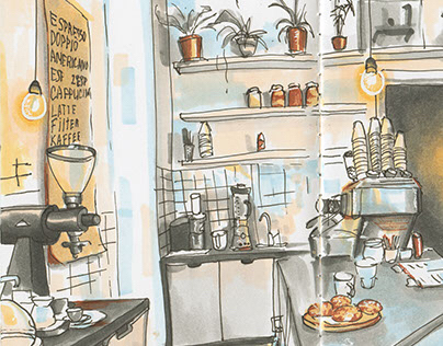 The sketches of Berlin Cafes