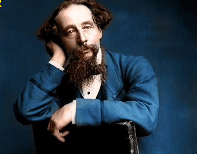 COLORIZED PHOTO OF CHARLES DICKENS
