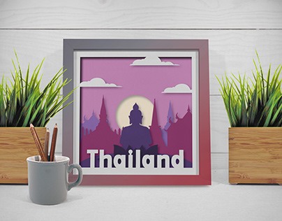 Thai Budha Temple 3D Light Box SVG