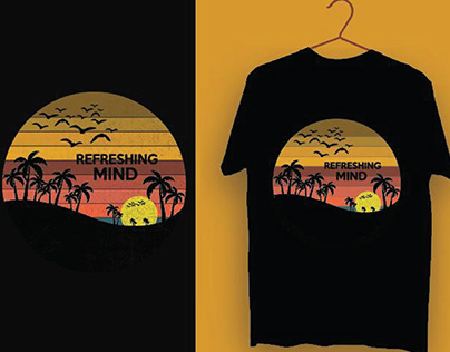 Mountain and beach T shirt design
