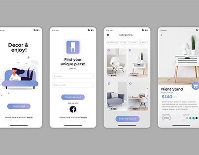 Furniture shopping app interface