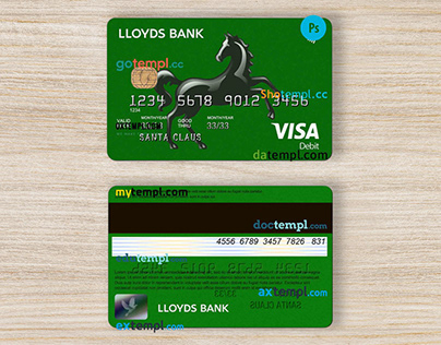 United kingdom Lloyds bank credit card template