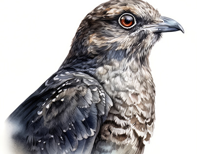 Nighthawk Bird Portrait Watercolor Painting