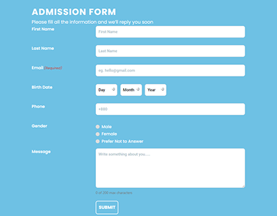 Admission Form Design with Elementor and Gravity Forms
