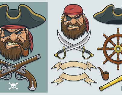 Caribean pirate logo and elements