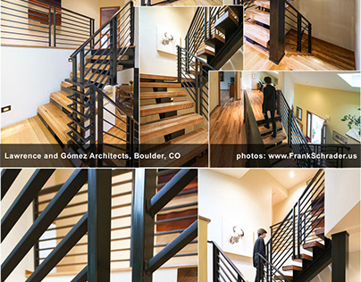 Steel frame custom staircase with wooden steps