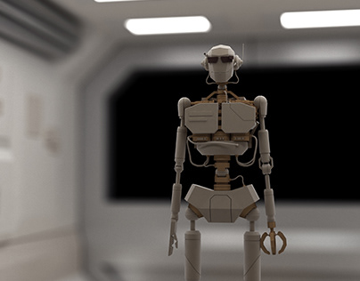 3D robot in space laboratory