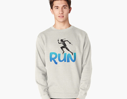 Sporting t-shirt with run text