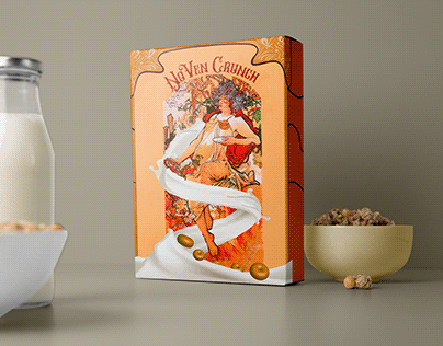 Creating cereal box design with art nouveau