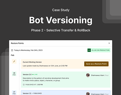 Haptik - Case Study - Bot Versioning - Phase 2