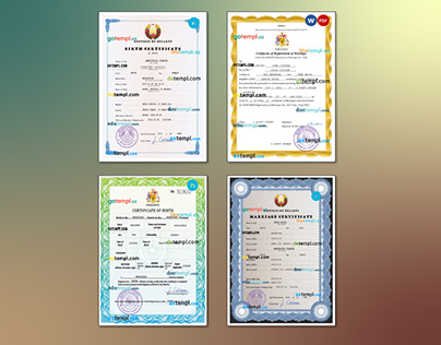 Belarus,Barbados certificate templates
