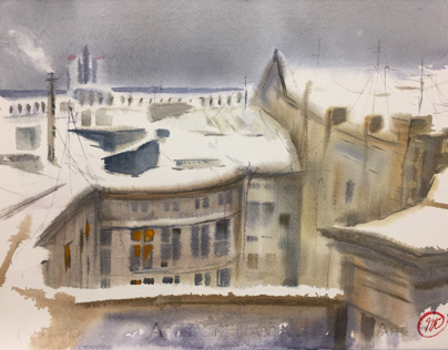 Roofs of the winter Odesa
