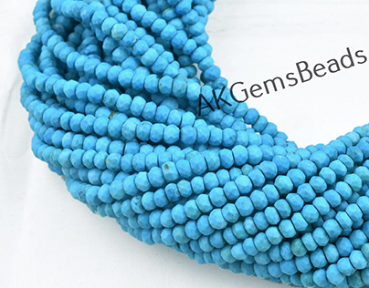 4mm Natural Howlite Faceted Rondelle Gemstone Beads