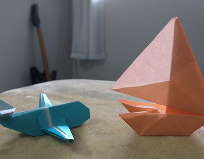 Paper plane and paper boat