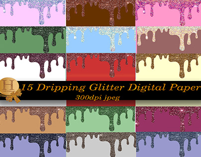 Dripping Glitter Digital Paper Graphic