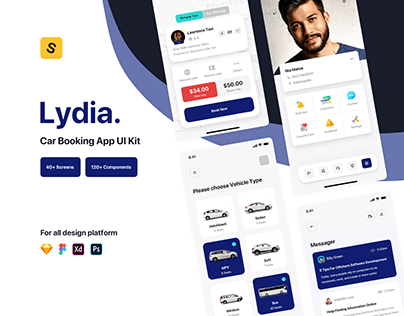 Lydia - Car Booking & Sharing Mobile App UI Kit