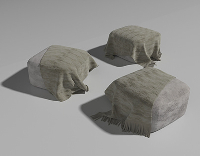 Pouffe armchair with plaid 3D model
