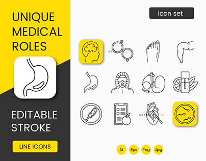 Medical professions icon set in vector