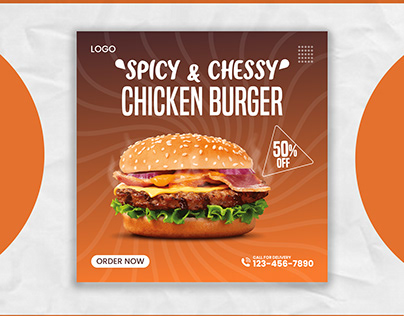 Delicious Burger Social Media Post Design /Fast Food