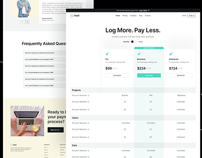 SaaS pricing page table UI (Subpages)