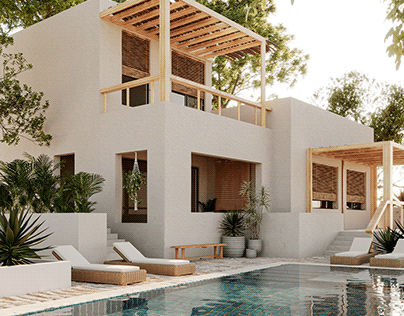 Exterior villa Shot with a pool