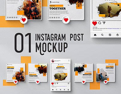 3D Rendered Instagram Post Mockup - 01 | PSD Mockup