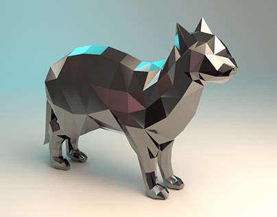 Low Poly 3D Cat Model