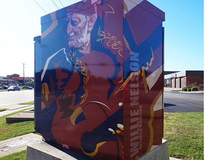 Willie Nelson Signal Box Mural