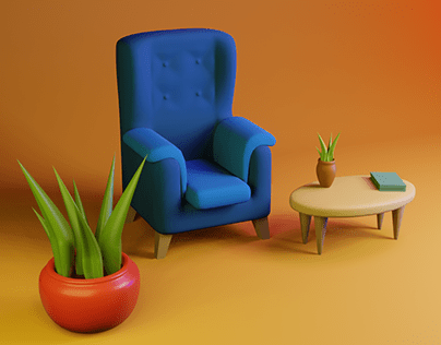 Design armchair and flower pot