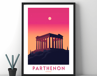 Parthenon temple greece travel poster