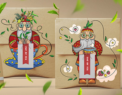 Design of a character for packaging author's tea