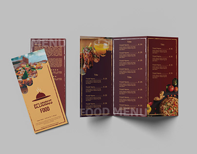 Delicious Food Menu Trifold Brochure Design.