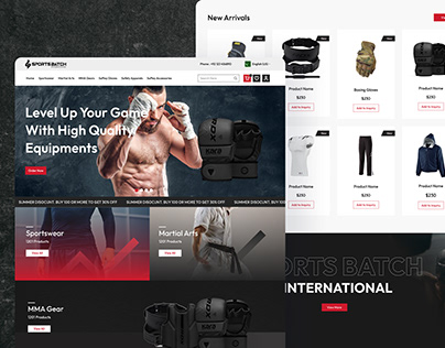 Sport Equipment E-commerce Website UI |Sport Web Design