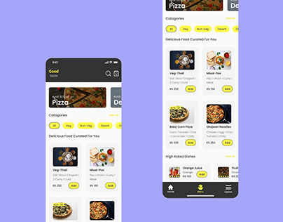Good Taste App - Menu screen improved design