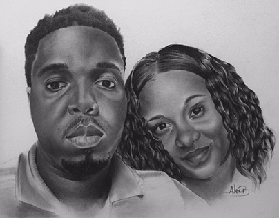 portrait drawing of a beautiful couple