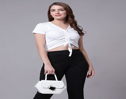 White Crop Top with Rib for women