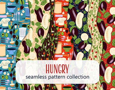 Vegetable seamless pattern collection food vector art