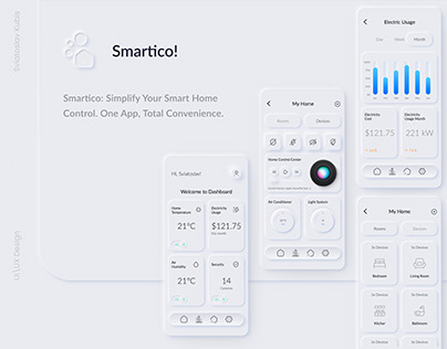 Smartico! - Smart Home App | UI/UX | Neumorphism Design