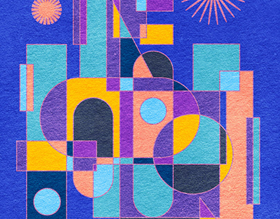 Abstract cityscape in geometric shapes illustration