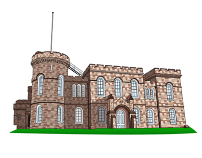 Inverness Castle Vector Illustration